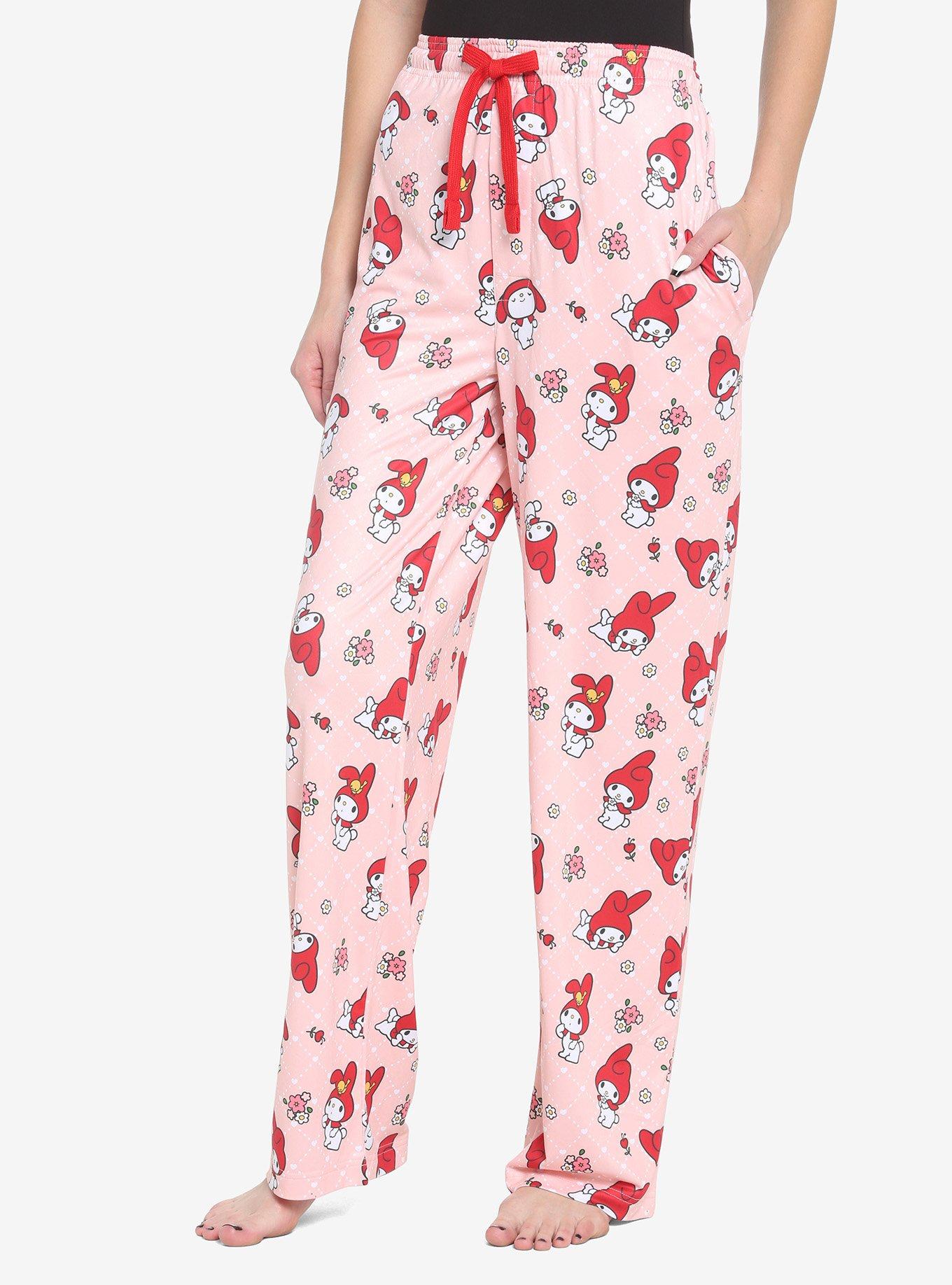 Hello Kitty Anime Cartoon All Over Print Women's White Sleep Pajama Pants-S  at  Women's Clothing store