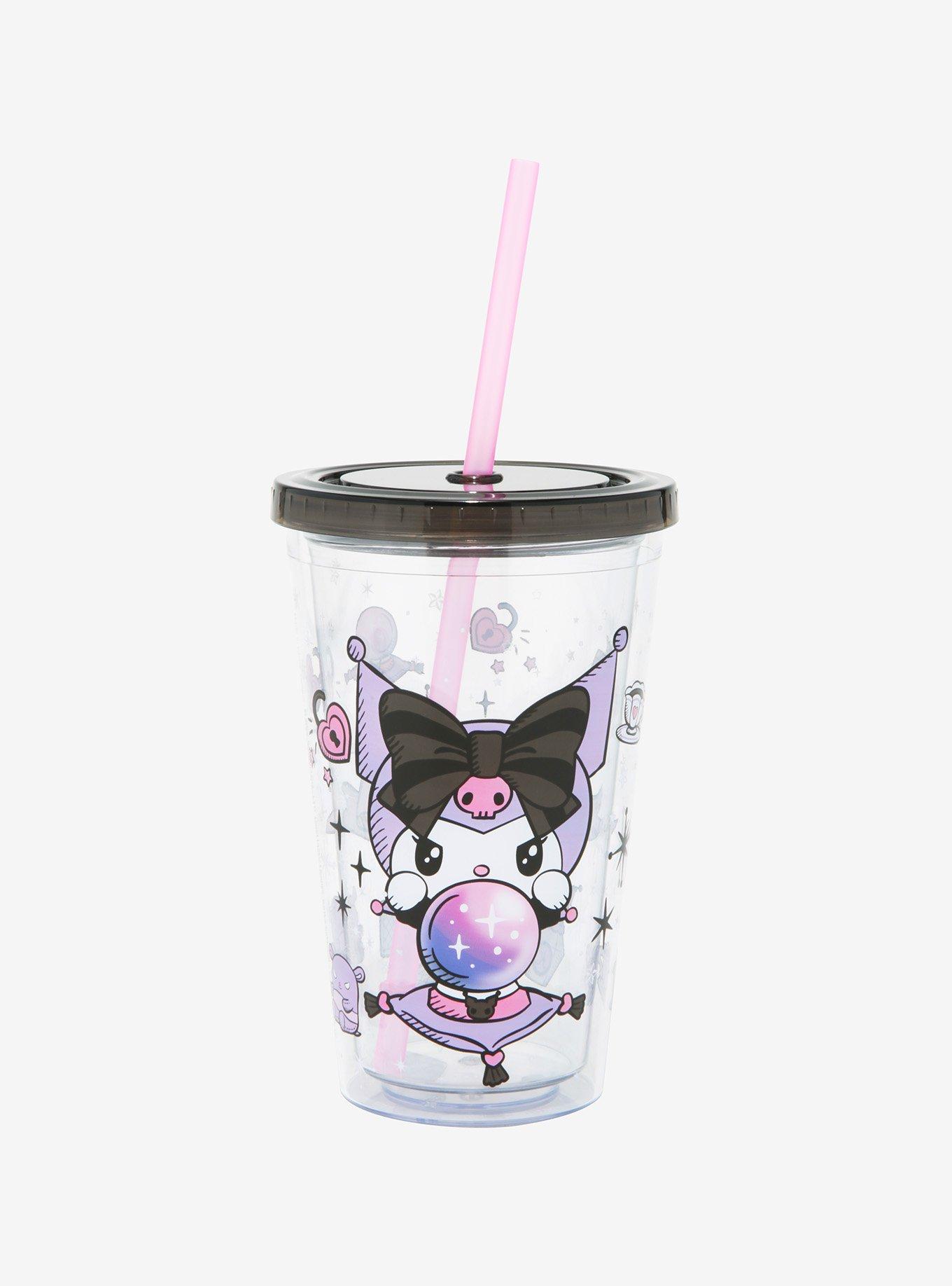 Kuromi 16 Oz Slim Acrylic Travel Cup With Straw