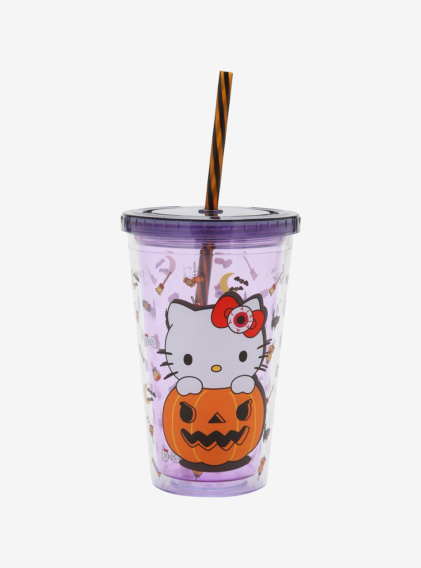 Hello Kitty Halloween Glass Cup, Hello Kitty Pumpkin, Mummy