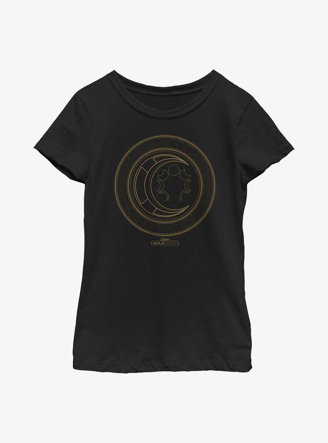 Marvel Moon Knight Hieroglyphics Logo Youth Girls T-Shirt, BLACK, hi-res