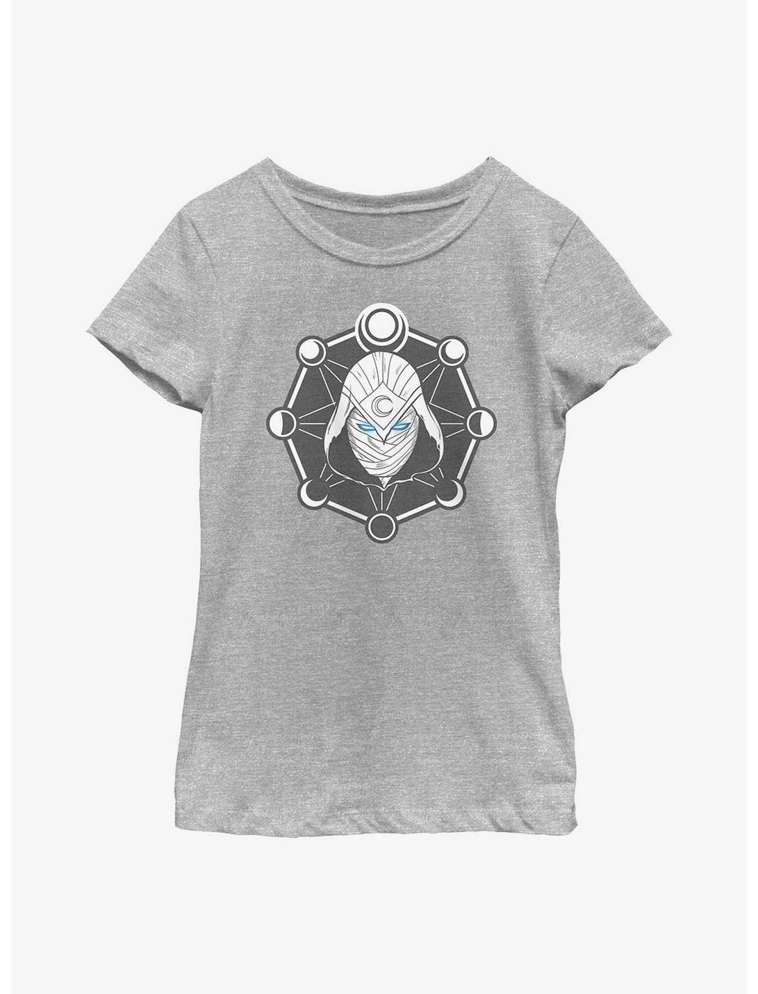 Marvel Moon Knight Mask Logo Youth Girls T-Shirt, ATH HTR, hi-res