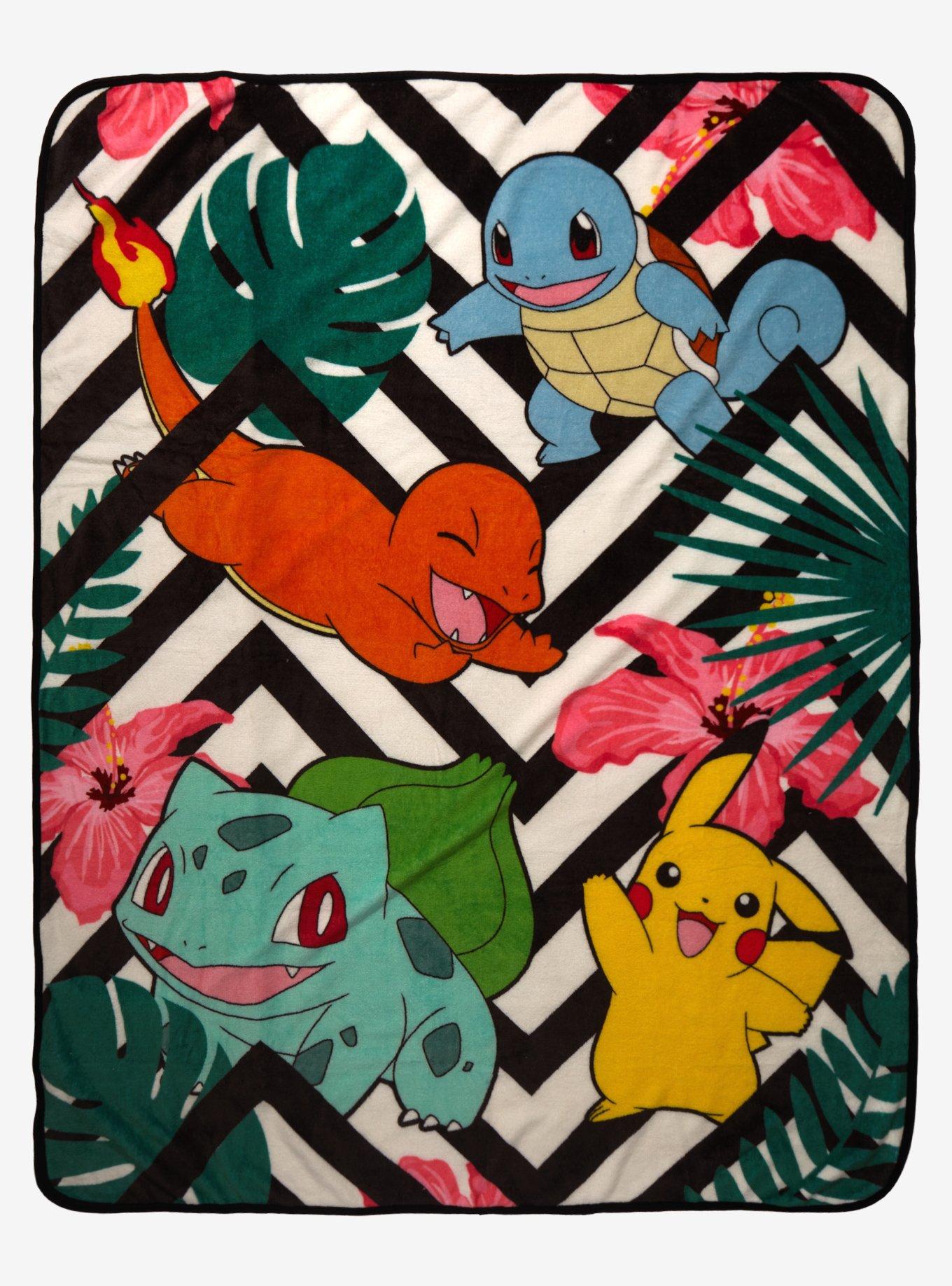 Pokemon Kanto Starters Leaf Throw Blanket