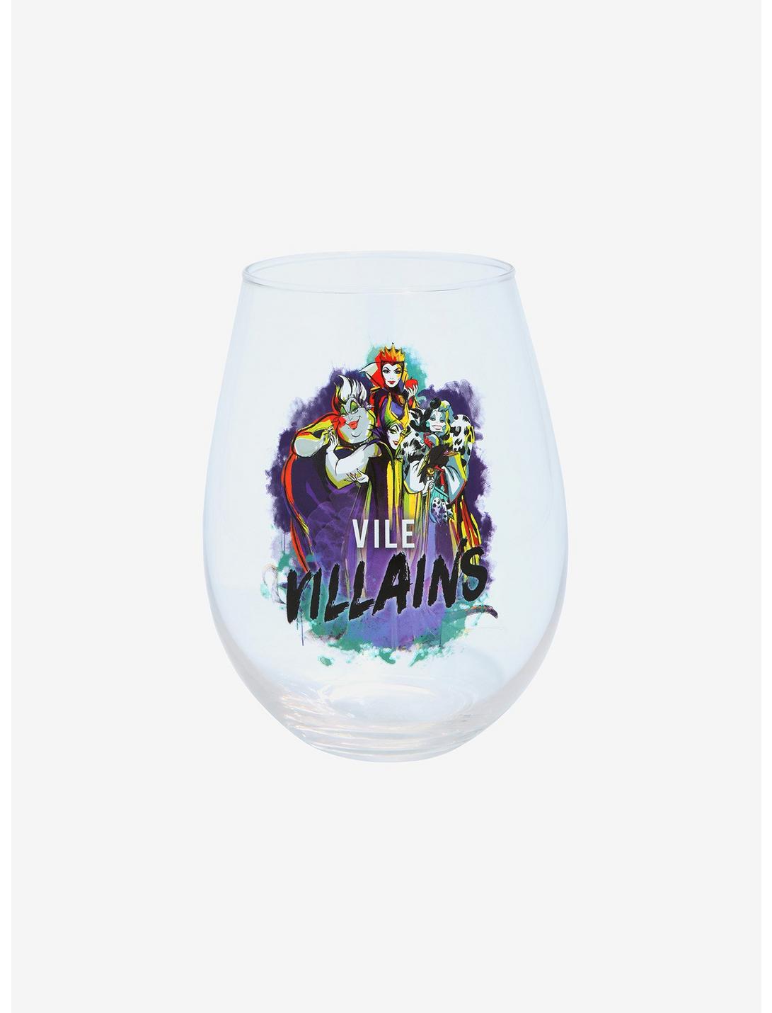 Disney Villains Group Watercolor Glass Cup, , hi-res