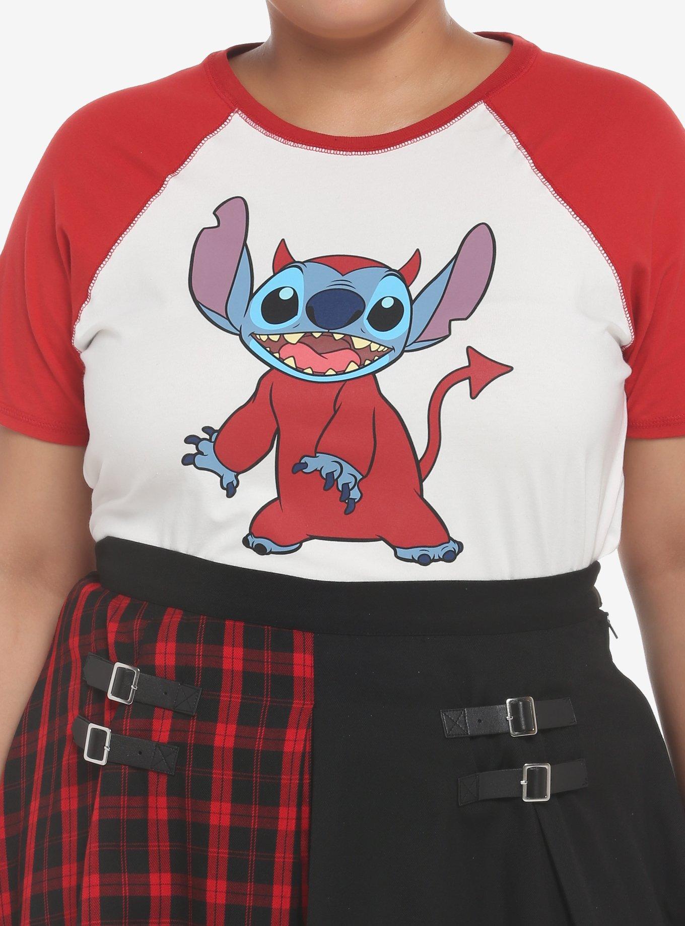 Her Universe Disney Lilo & Stitch Devil Raglan Baby T-Shirt Plus Size, RED  WHITE, hi-res