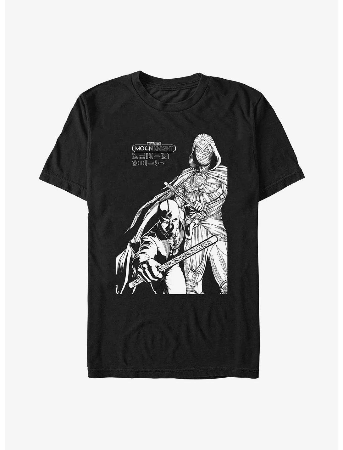 Marvel Moon Knight Line Art Duo T-Shirt, BLACK, hi-res