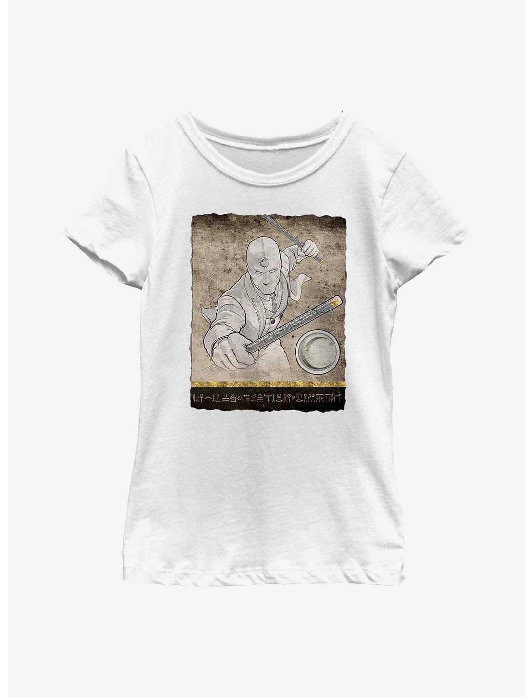 Marvel Moon Knight Mr. Knight Scroll Fragment Youth Girls T-Shirt, WHITE, hi-res