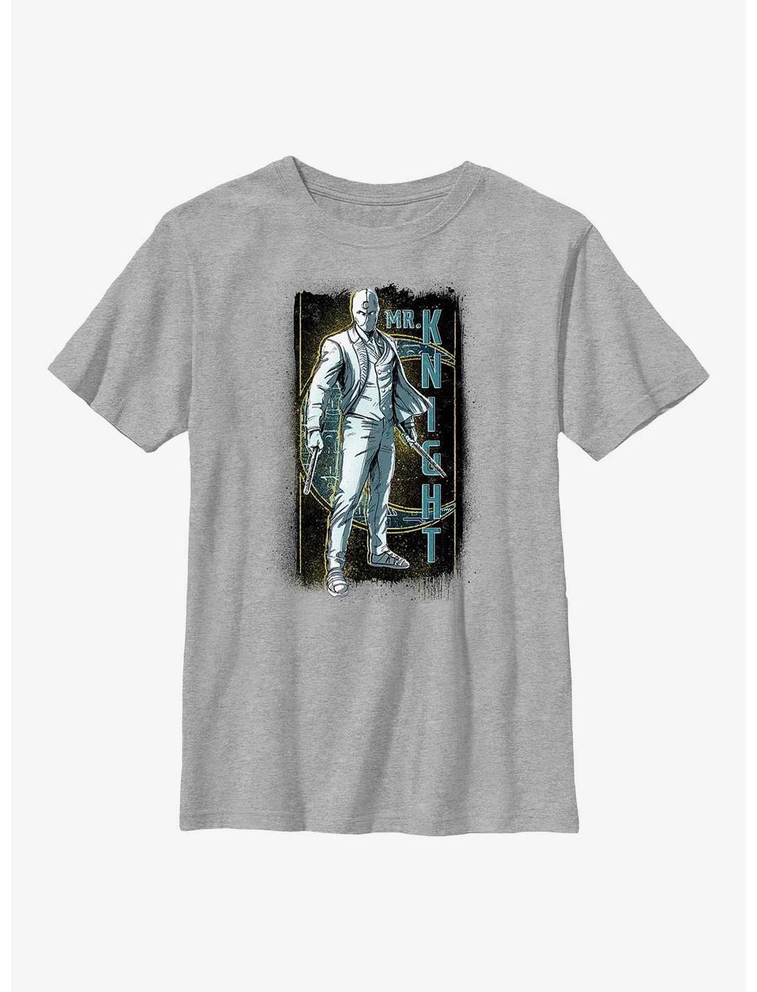Marvel Moon Knight Mr. Knight Grunge Badge Youth T-Shirt, ATH HTR, hi-res
