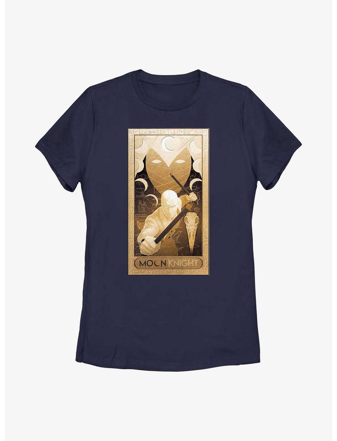 Marvel Moon Knight Gold Glyphs Poster Womens T-Shirt, NAVY, hi-res