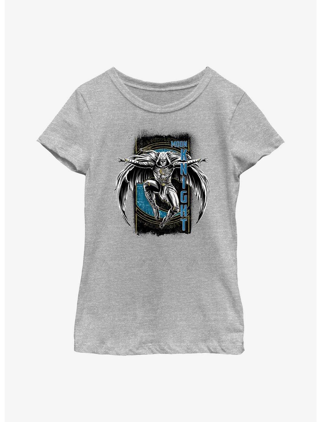 Marvel Moon Knight Grunge Badge Youth Girls T-Shirt, ATH HTR, hi-res
