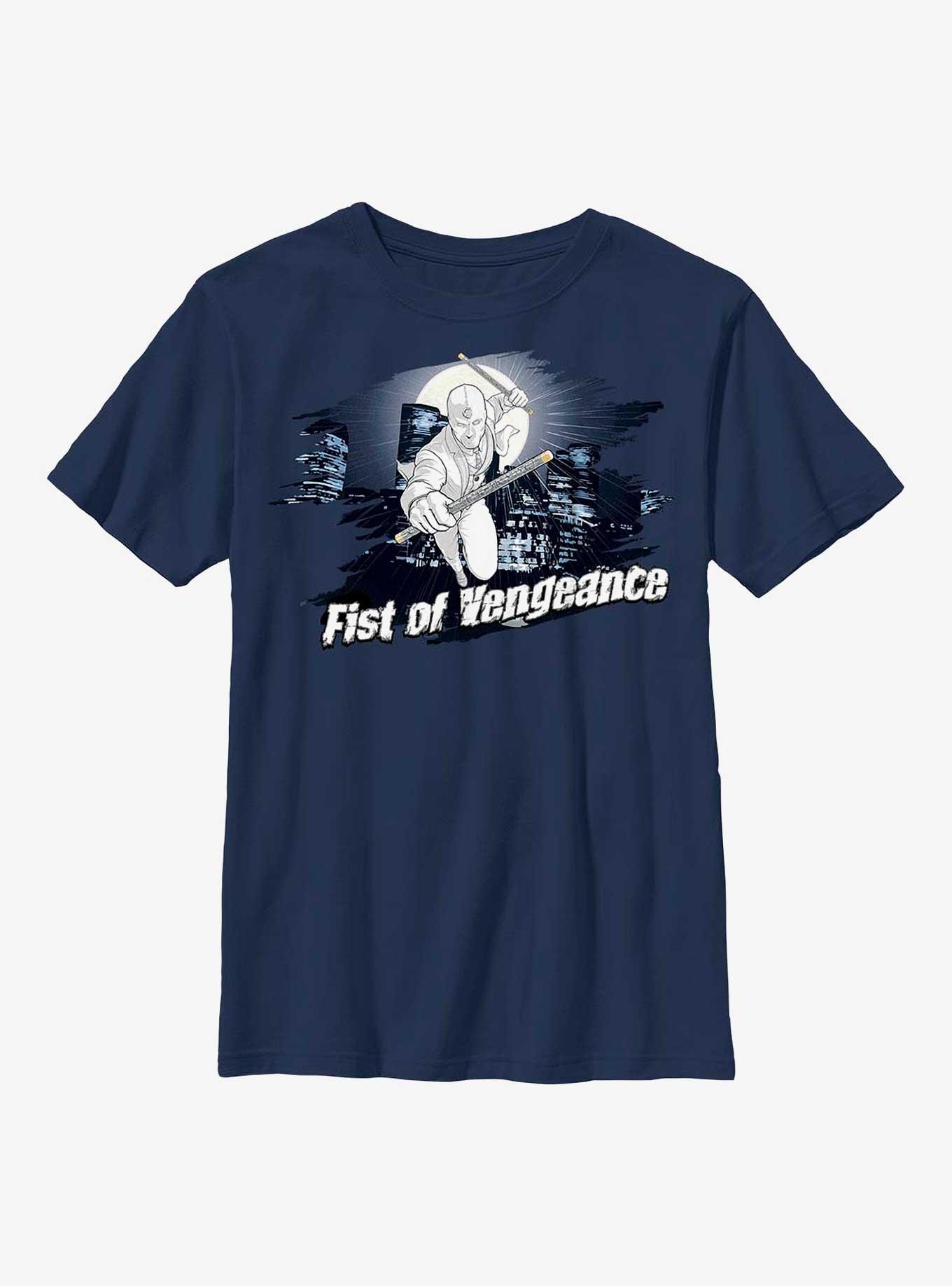 Marvel Moon Knight Fist Of Vengeance Badge Youth T-Shirt, NAVY, hi-res