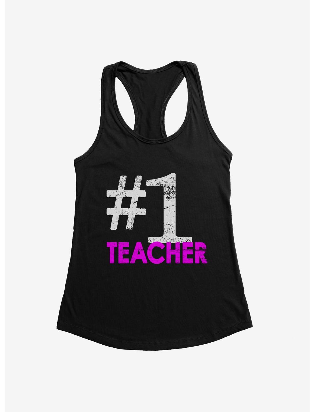 iCreate Number 1 Teacher Pink Text Womens Tank Top, , hi-res