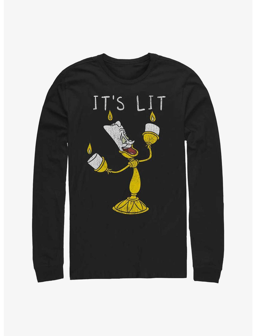 Disney Beauty And The Beast It's Lit Lumiere Long-Sleeve T-Shirt, BLACK, hi-res