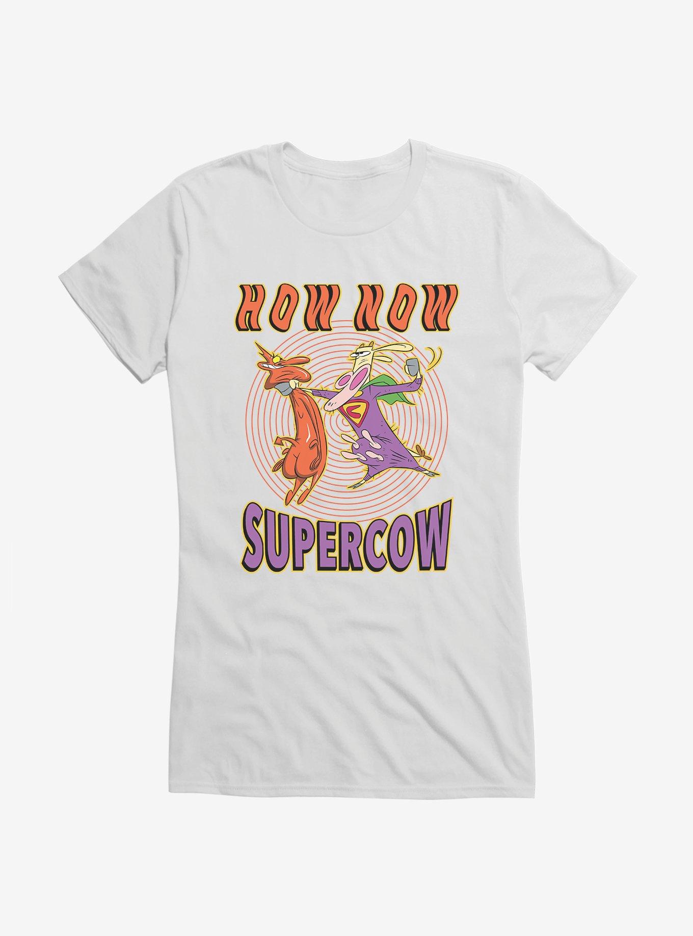 Cartoon Network Cow And Chicken How Now Supercow Girls T-Shirt, WHITE, hi-res