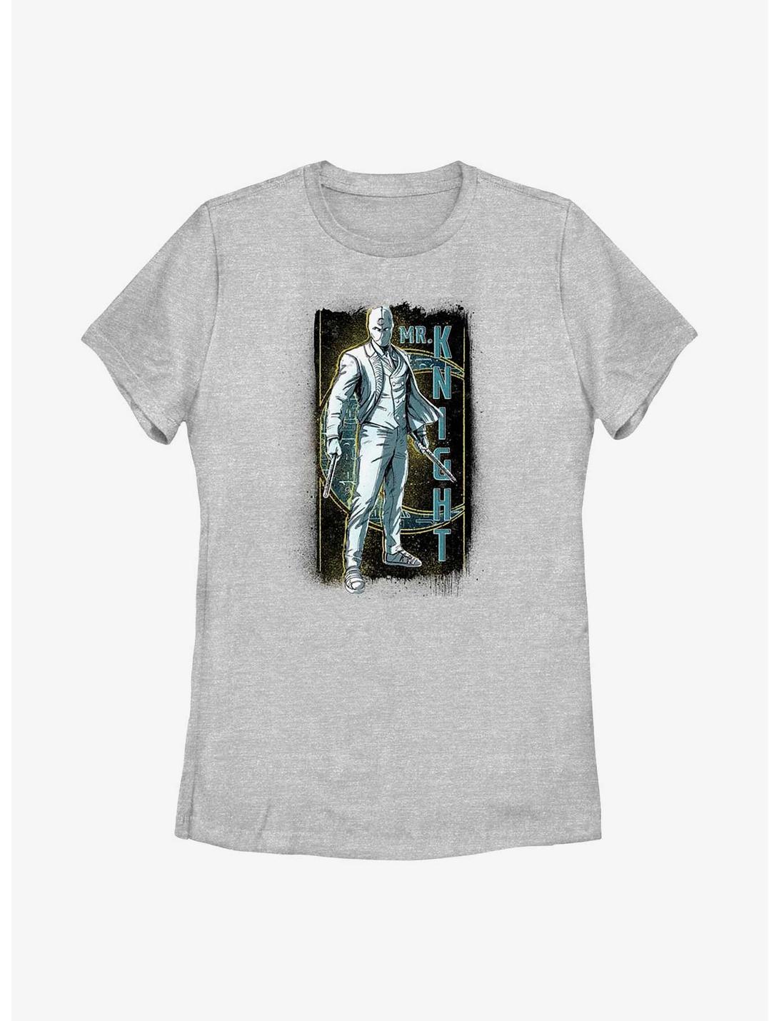 Marvel Moon Knight Mr. Knight Grunge Badge Womens T-Shirt, ATH HTR, hi-res