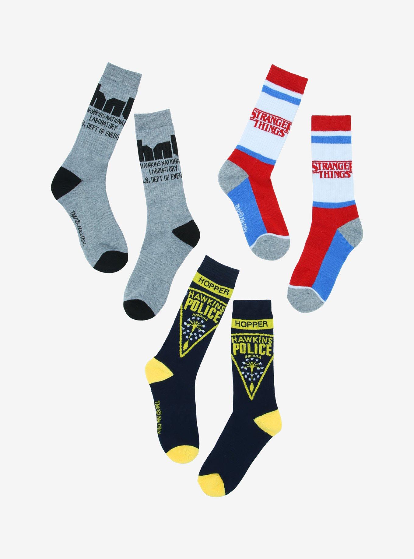 Stranger Things Logo Crew Socks 3 Pair, , hi-res