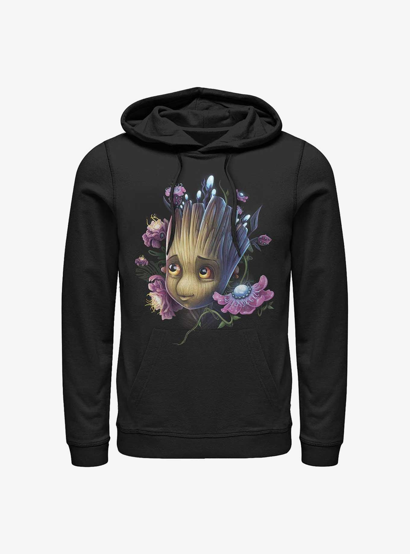 Marvel Guardians Of The Galaxy Groot Flowers Hoodie, BLACK, hi-res