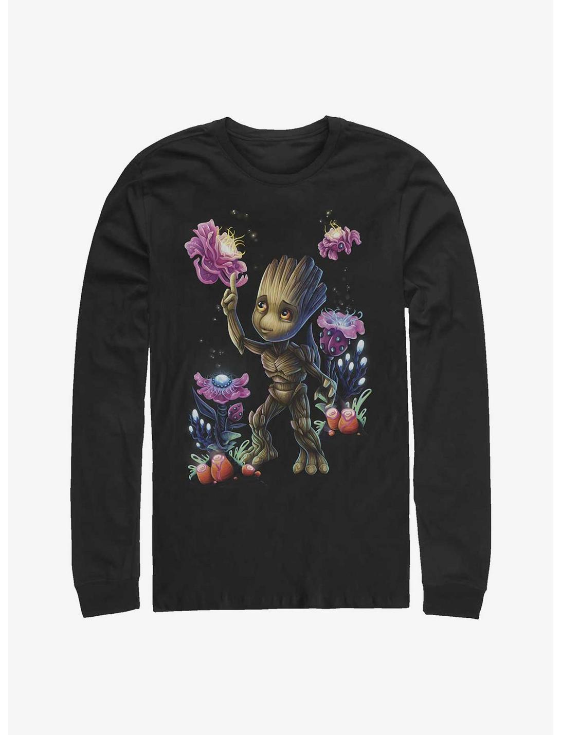 Marvel Guardians Of The Galaxy Groot Plants No Bg Long-Sleeve T-Shirt, BLACK, hi-res