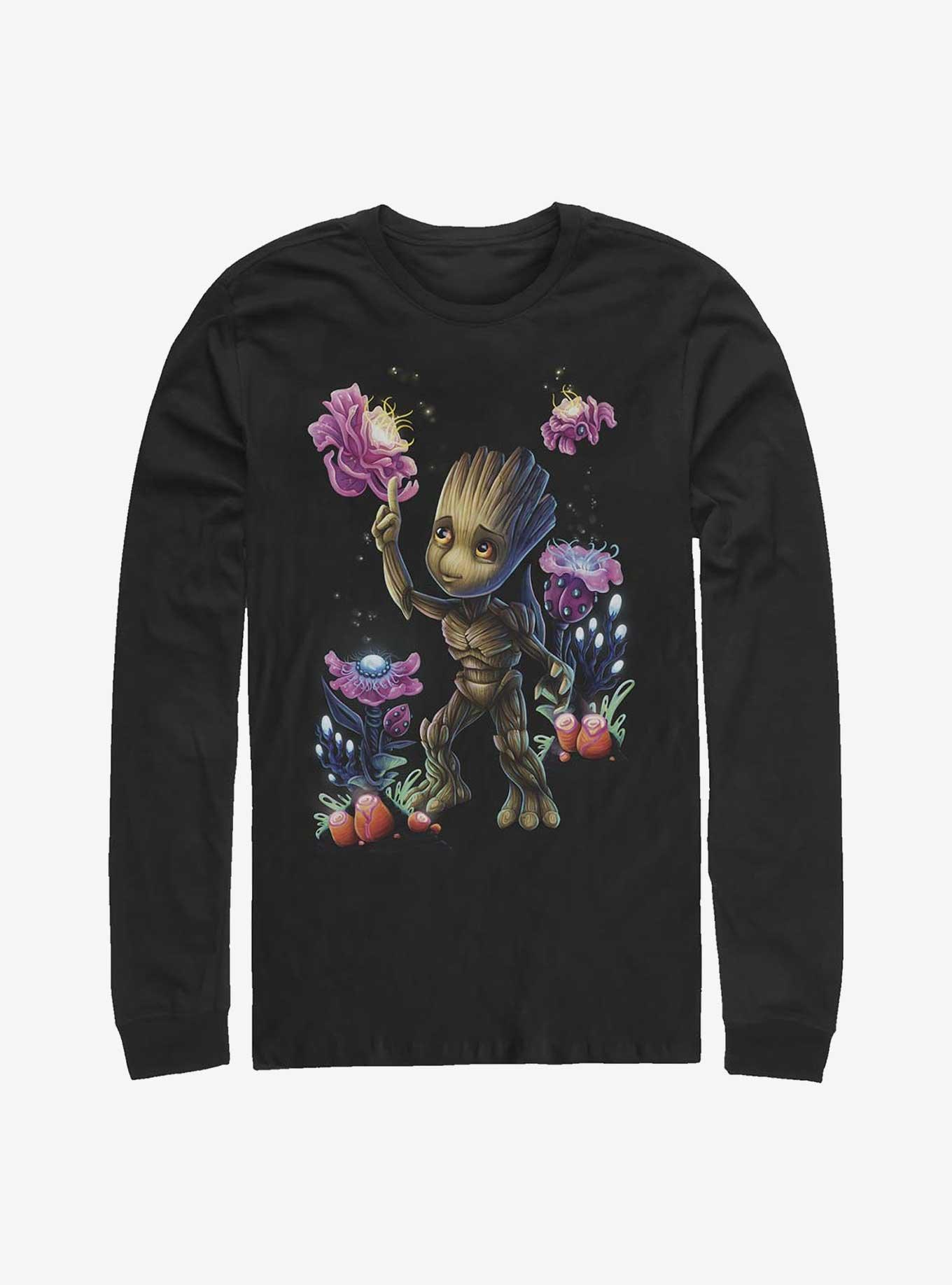 Marvel Guardians Of The Galaxy Groot Plants No Bg Long-Sleeve T-Shirt, BLACK, hi-res