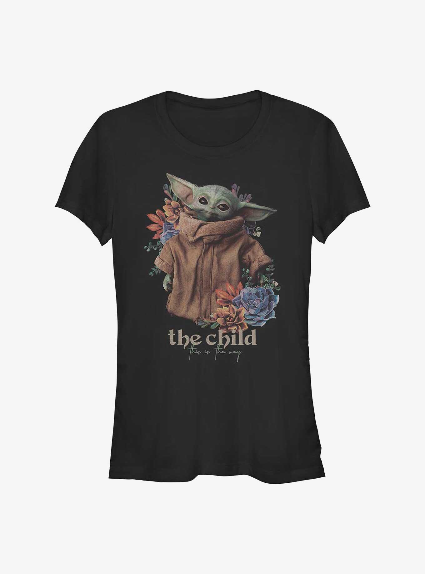 Star Wars The Mandalorian Floral Child Girls T-Shirt, BLACK, hi-res