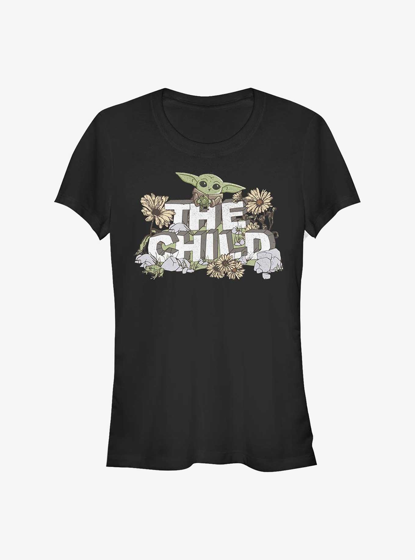 Star Wars The Mandalorian Vintage Flower Child Rock Girls T-Shirt, BLACK, hi-res