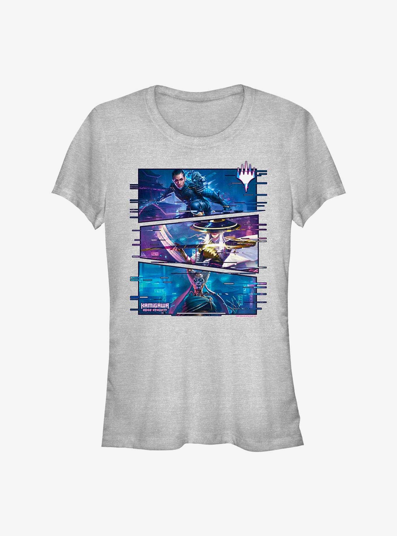Magic The Gathering Kamigawa: Neon Dynasty Glitchy Panelup Girl's T-Shirt, ATH HTR, hi-res