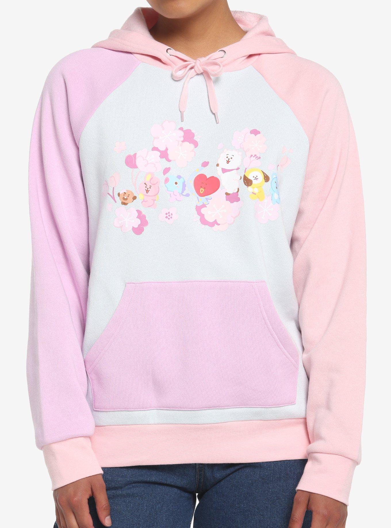 BT21 Cherry Blossom Color-Block Girls Hoodie, MULTI, hi-res