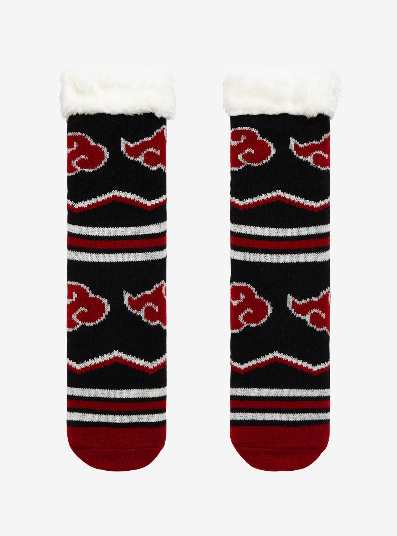 Naruto Shippuden Akatsuki Stripe Cozy Slipper Socks, , hi-res