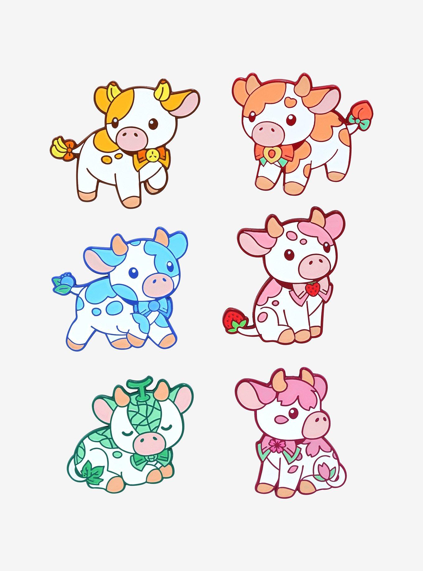 Pastel Fruit Cows Blind Bag Enamel Pin - BoxLunch Exclusive, , hi-res
