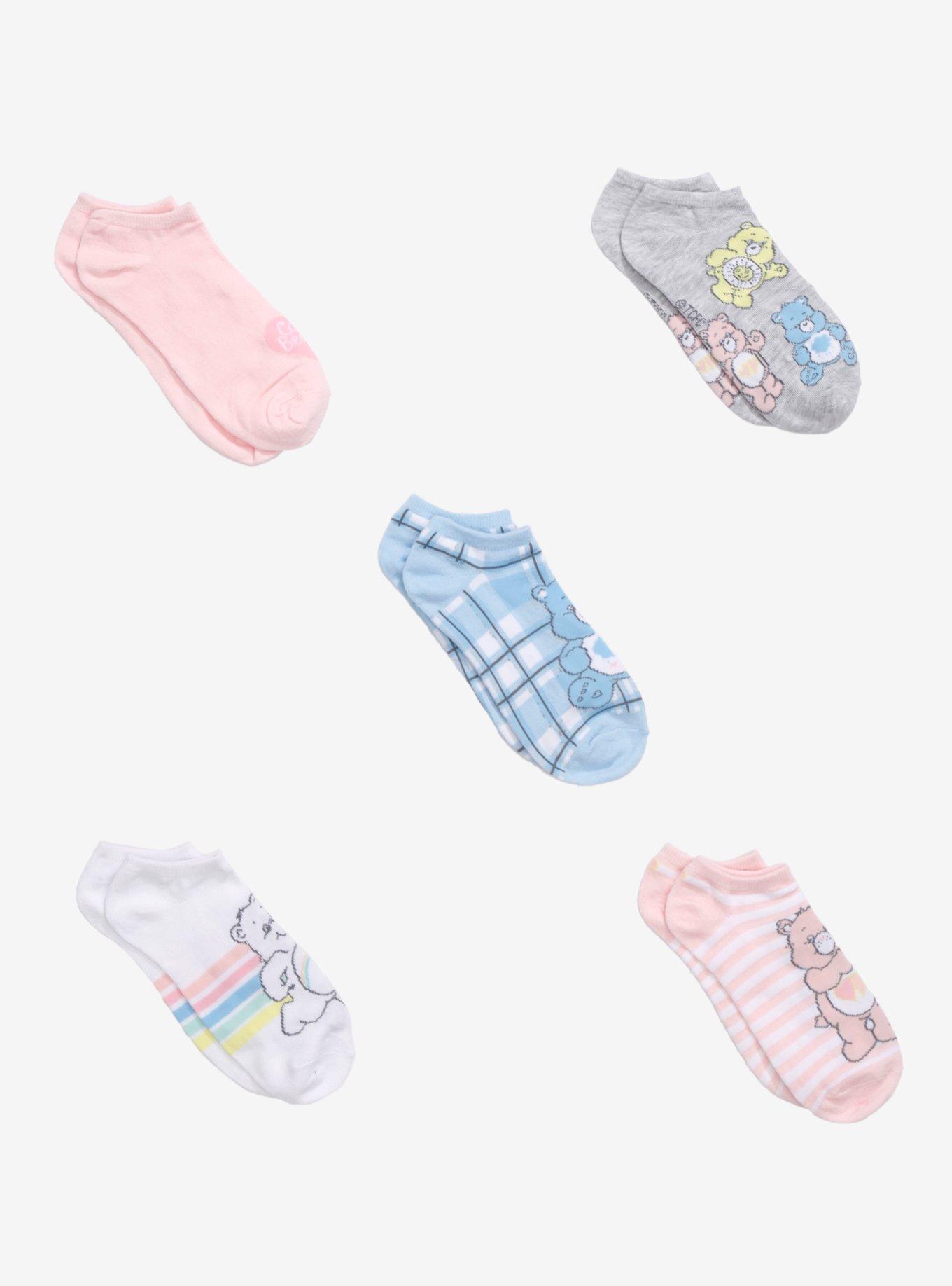 Care Bears Plaid & Stripe No-Show Socks 5 Pair, , hi-res