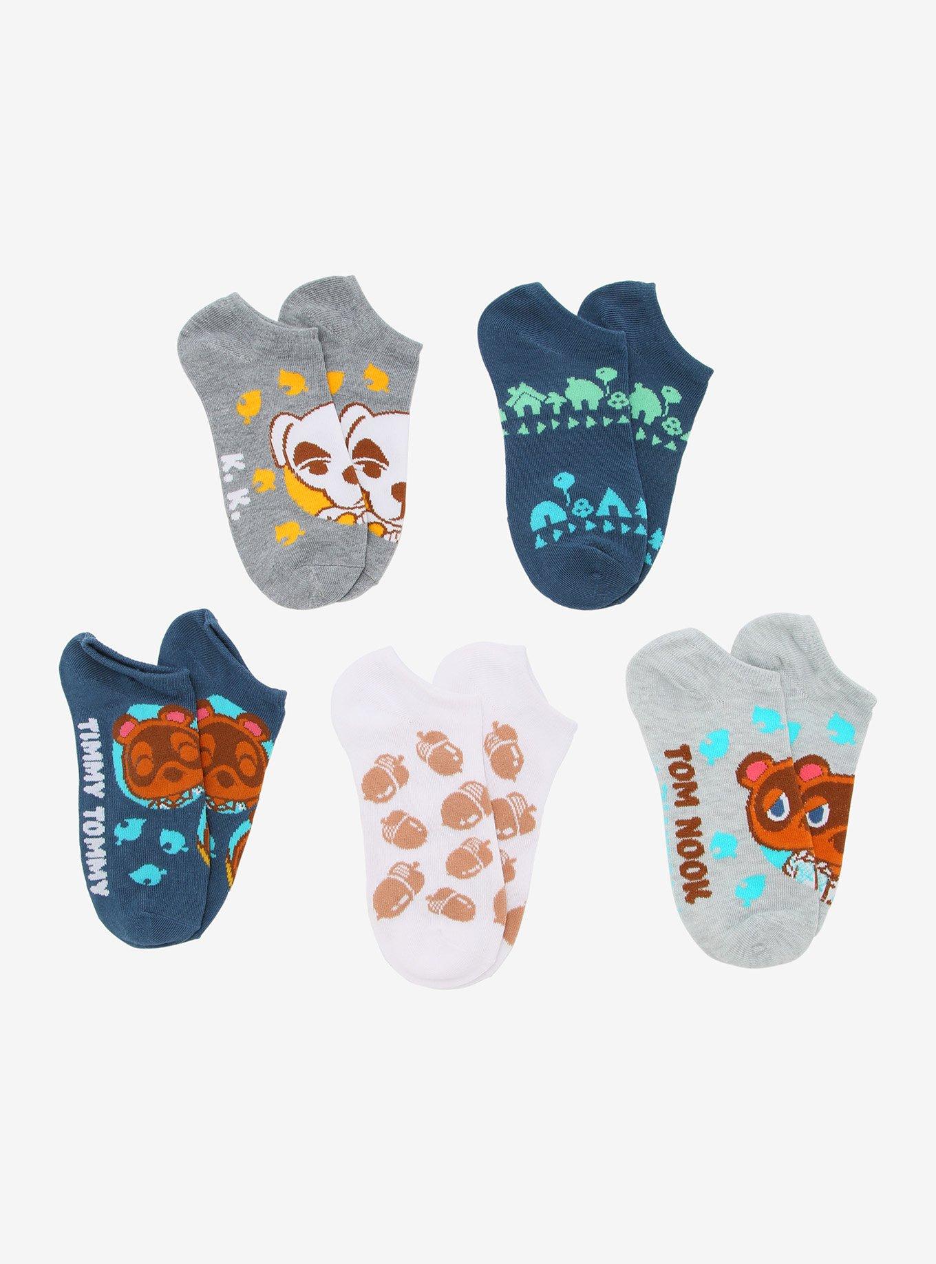 Animal Crossing: New Horizons Special Characters No-Show Socks 5 Pair, , hi-res