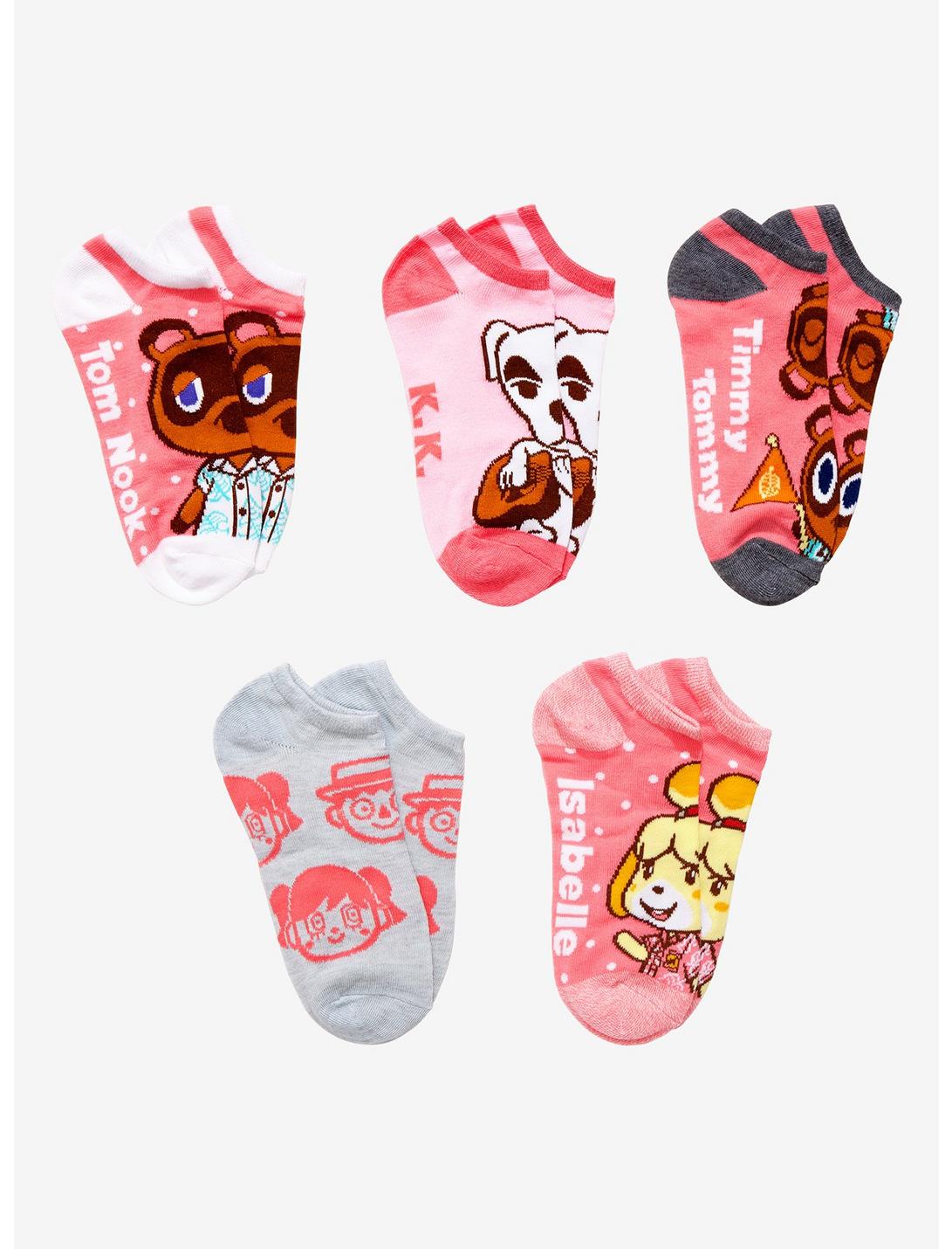 Animal Crossing: New Horizons Pink No-Show Socks 5 Pair, , hi-res