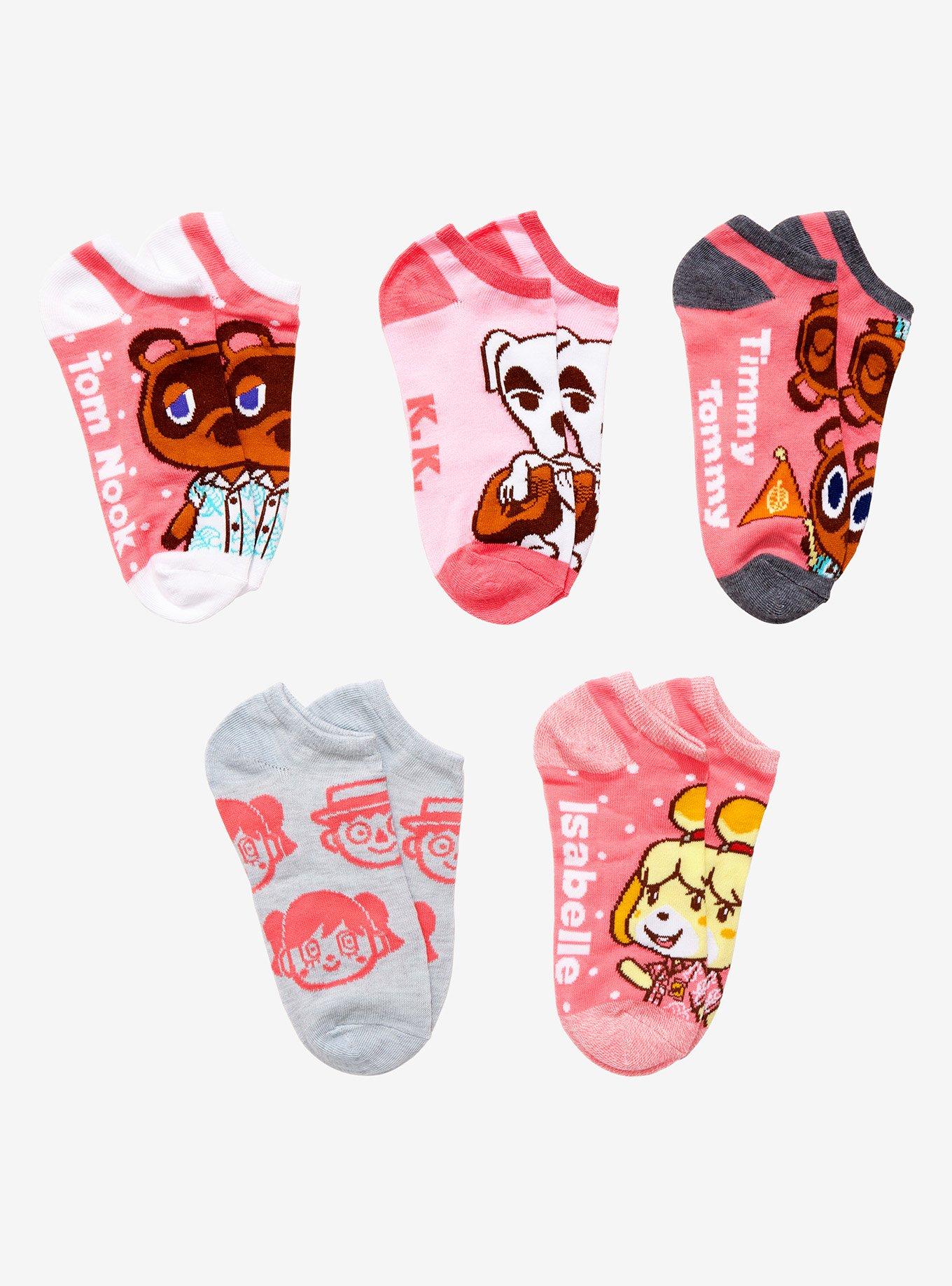 Animal Crossing: New Horizons Pink No-Show Socks 5 Pair, , hi-res