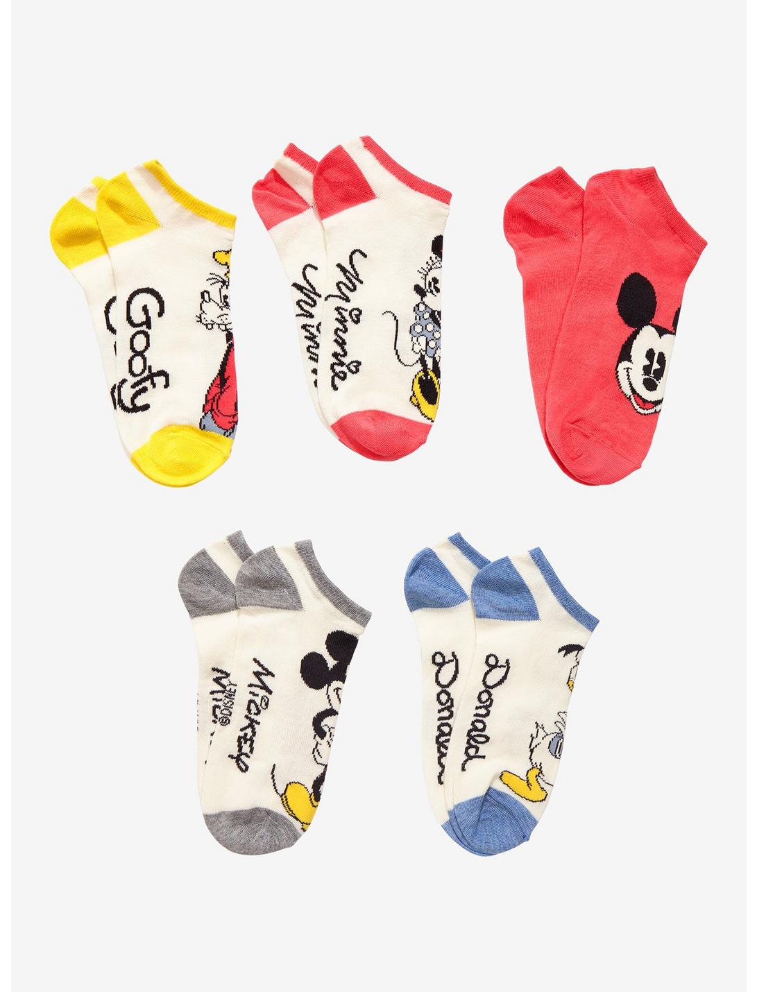 Disney Mickey Mouse & Friends Vintage No-Show Socks 5 Pair, , hi-res