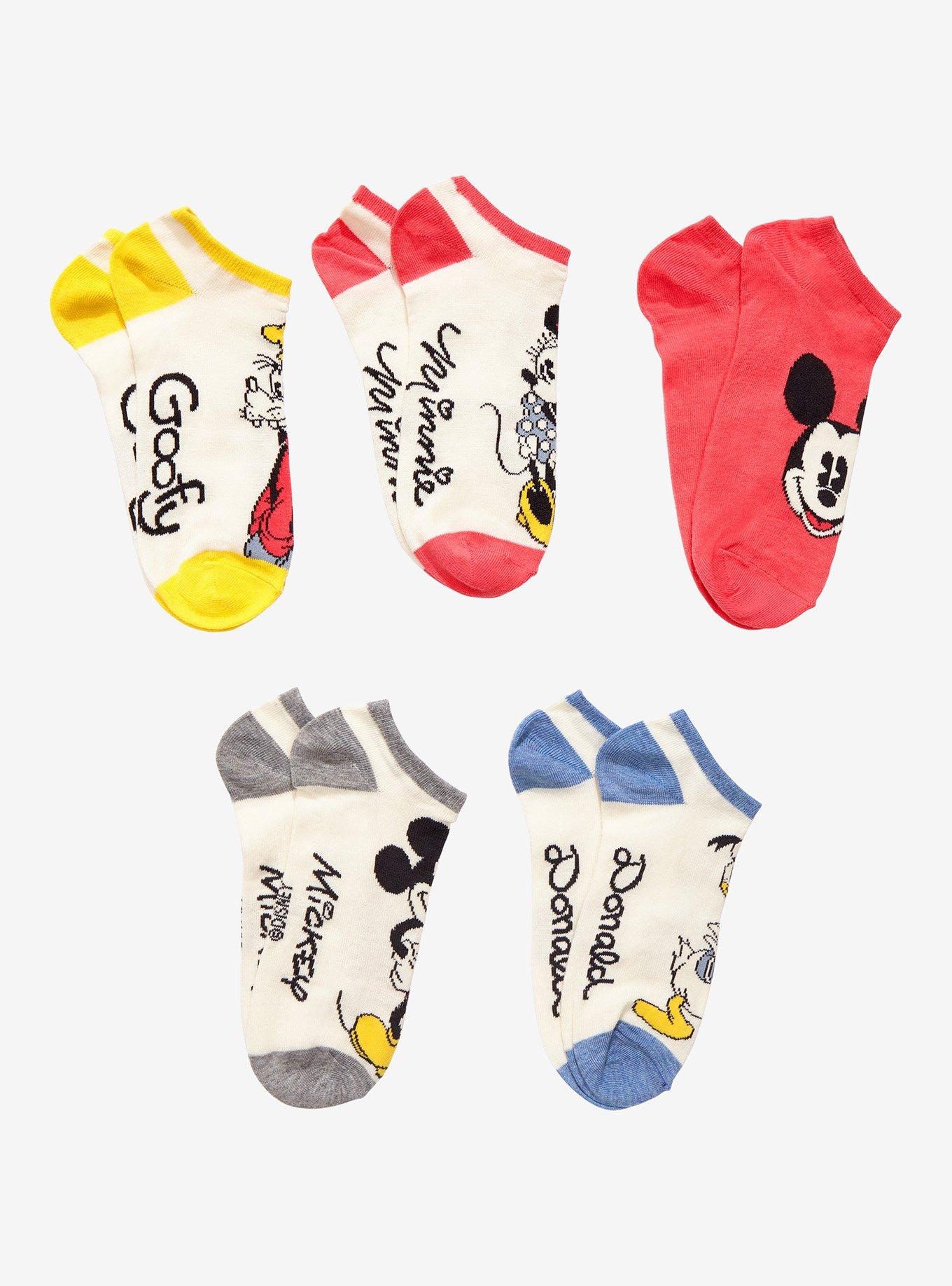 Disney Mickey Mouse & Friends Vintage No-Show Socks 5 Pair, , hi-res