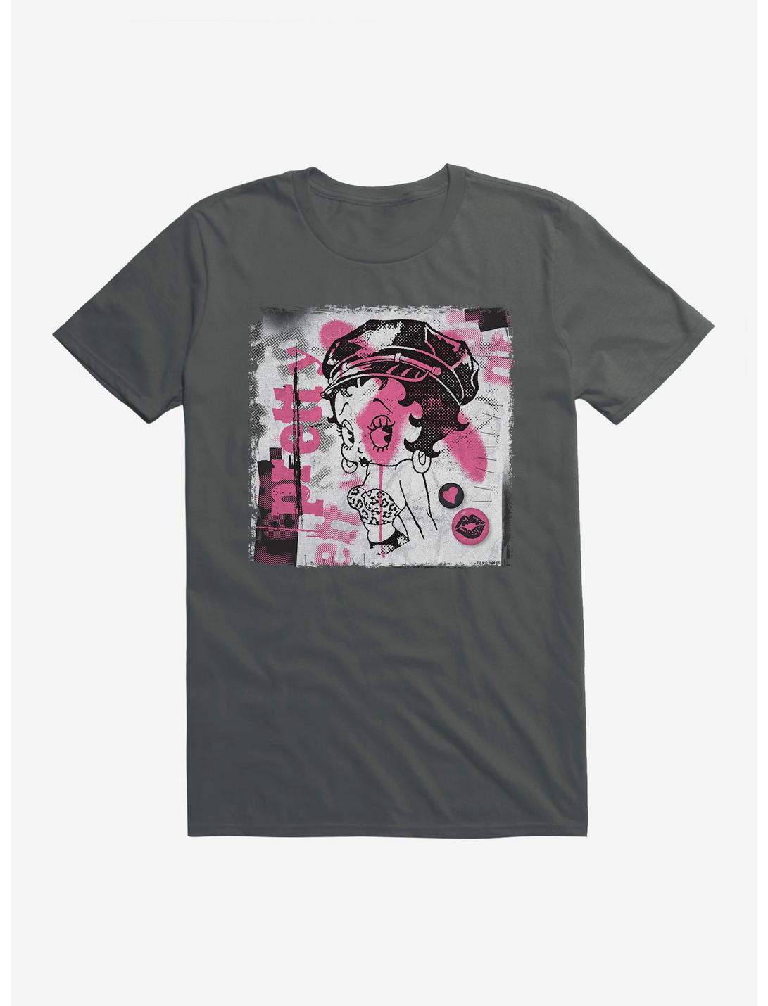 Betty Boop Graffiti Femme Punk T-Shirt, CHARCOAL, hi-res