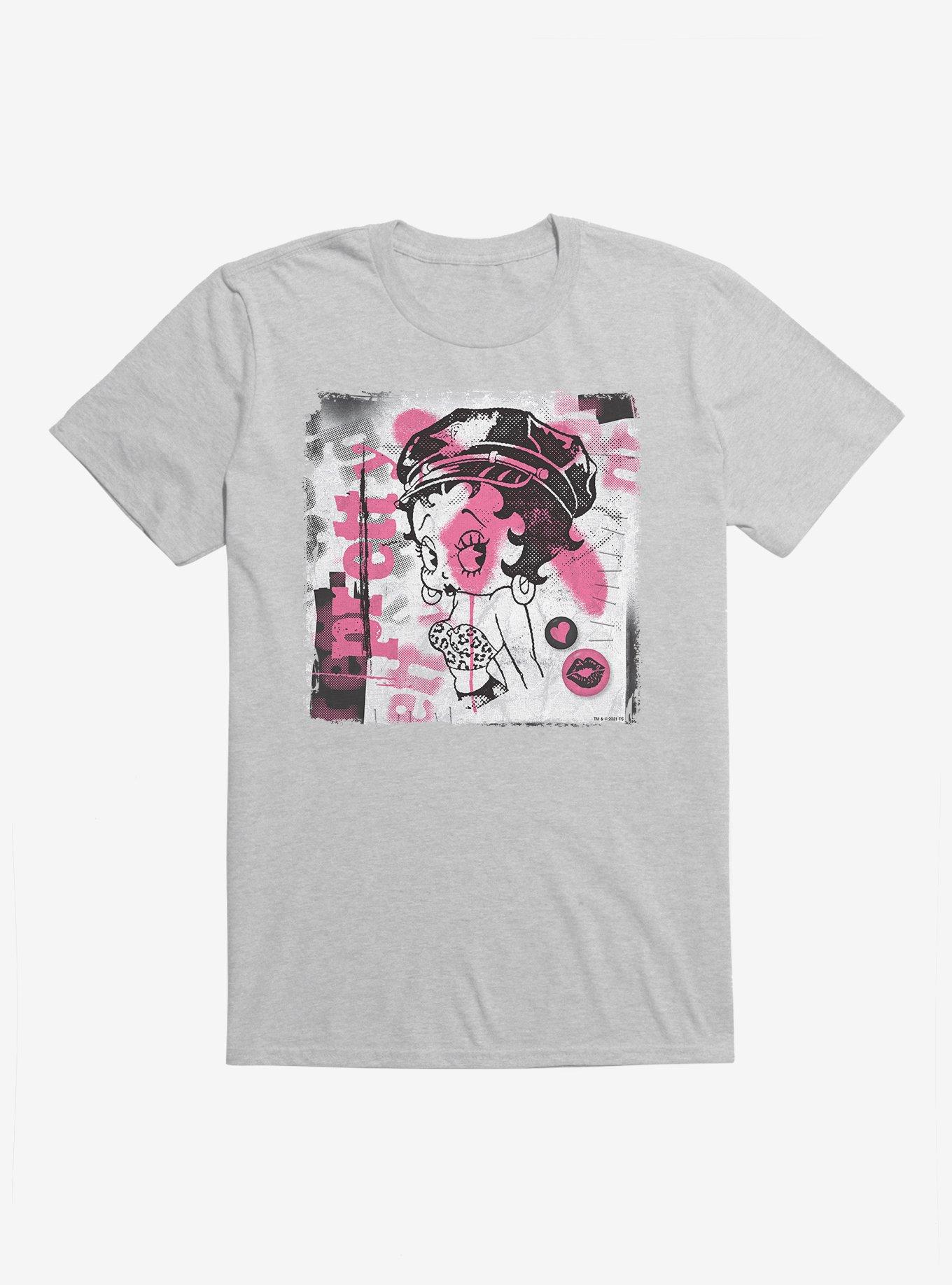 Betty Boop Graffiti Femme Punk T-Shirt, HEATHER GREY, hi-res