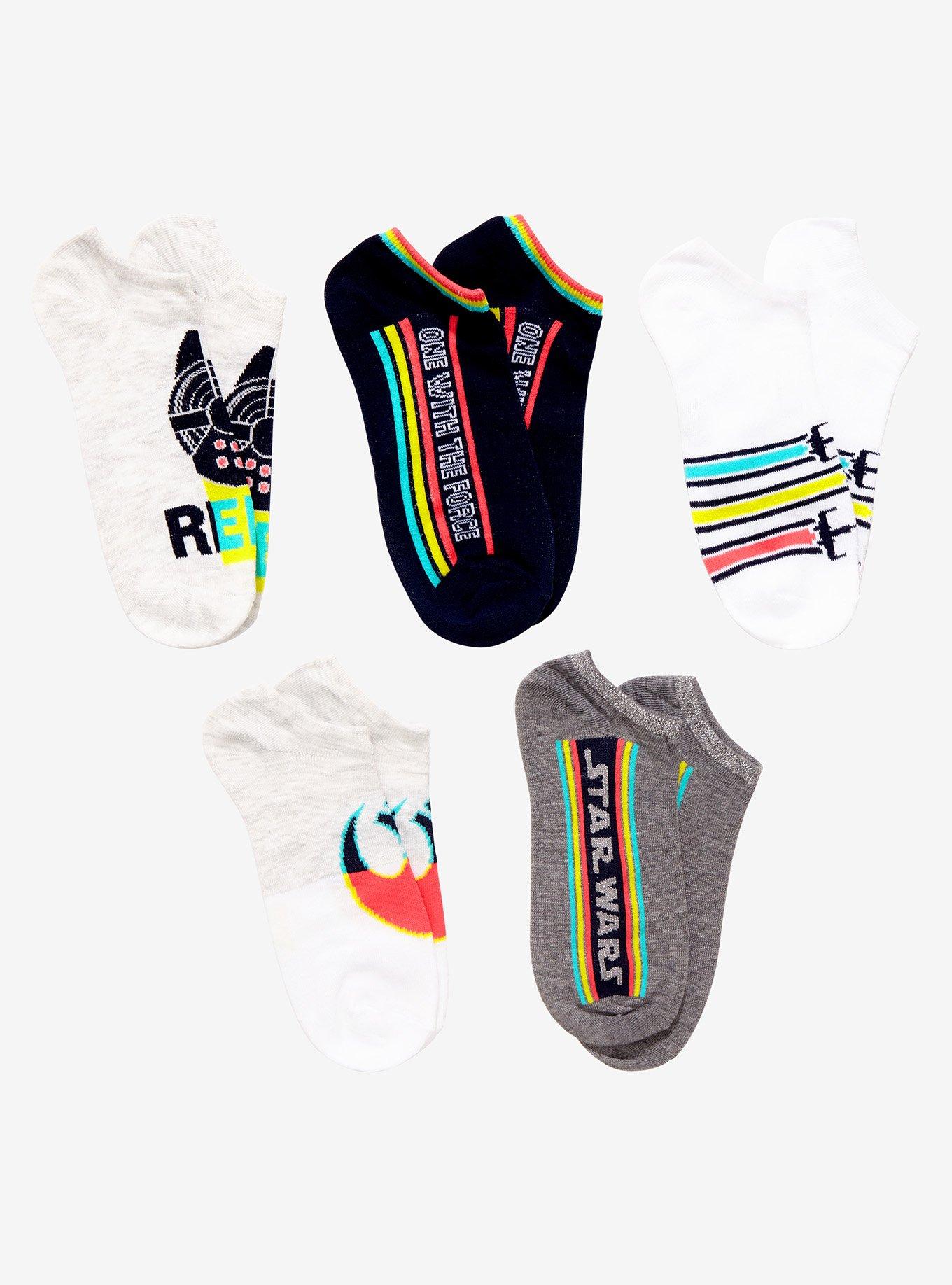Star Wars Neon Icons No-Show Socks 5 Pair, , hi-res