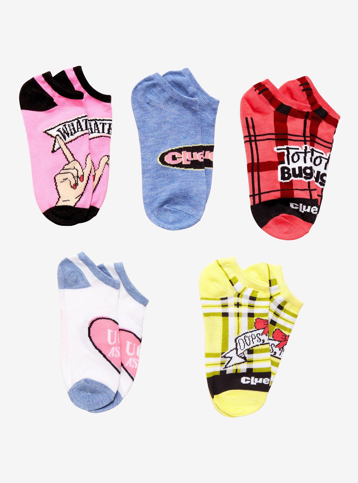 Clueless Quotes No-Show Socks 5 Pair, , hi-res