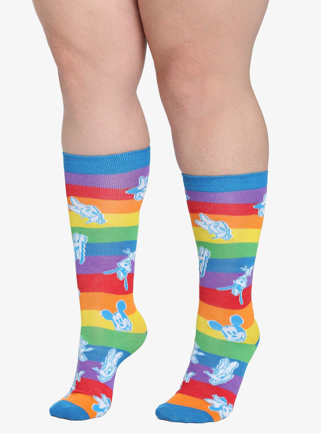 Disney Mickey Mouse & Friends Rainbow Stripe Knee-High Socks, , hi-res