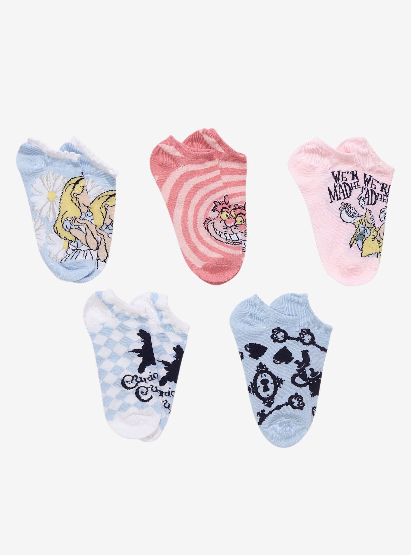 Disney Alice In Wonderland We're All Mad Here Ankle Socks 5 Pair, , hi-res