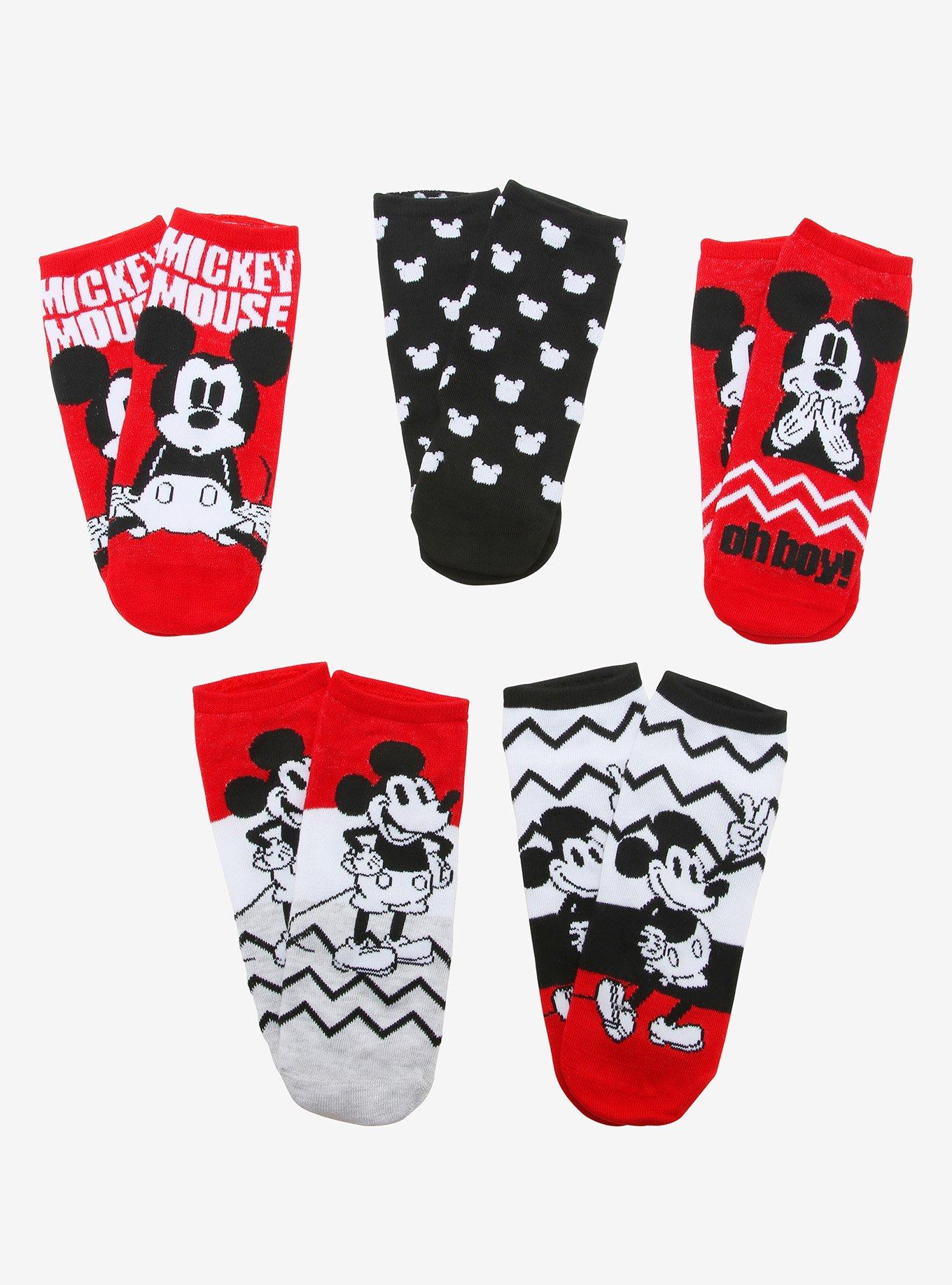 Disney Mickey Mouse Chevron No-Show Socks 5 Pair, , hi-res