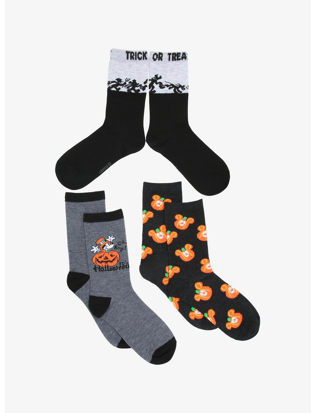 Disney Mickey Mouse Pumpkin Crew Socks 3 Pair, , hi-res