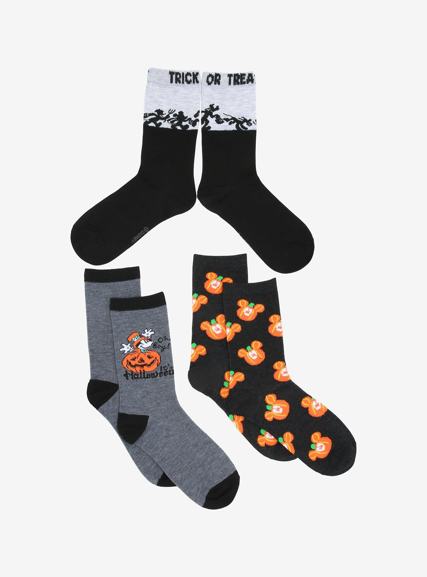 Disney Mickey Mouse Pumpkin Crew Socks 3 Pair, , hi-res