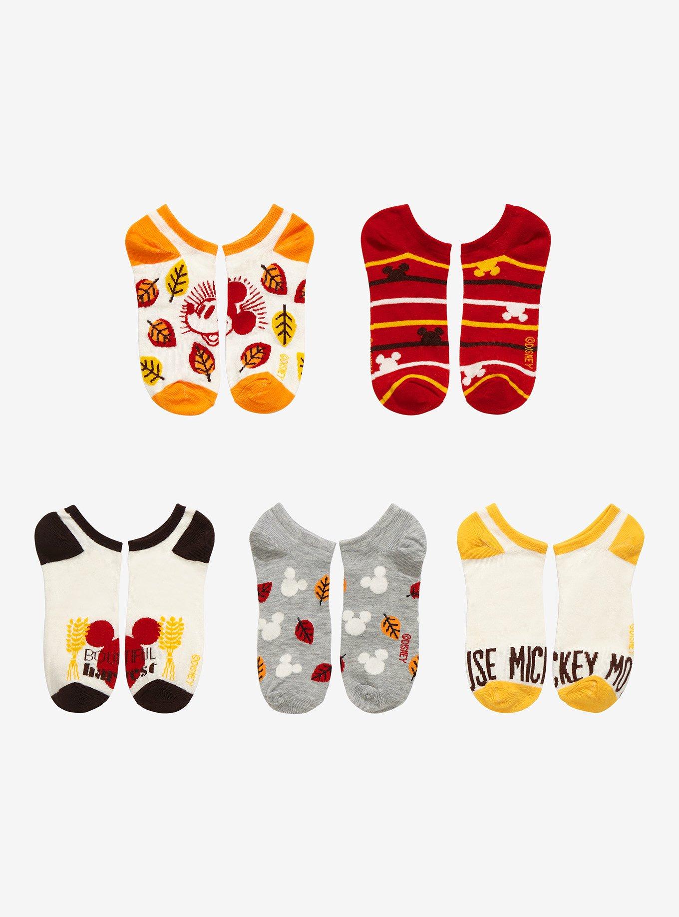 Disney Mickey Mouse Harvest No-Show Socks 5 Pair, , hi-res