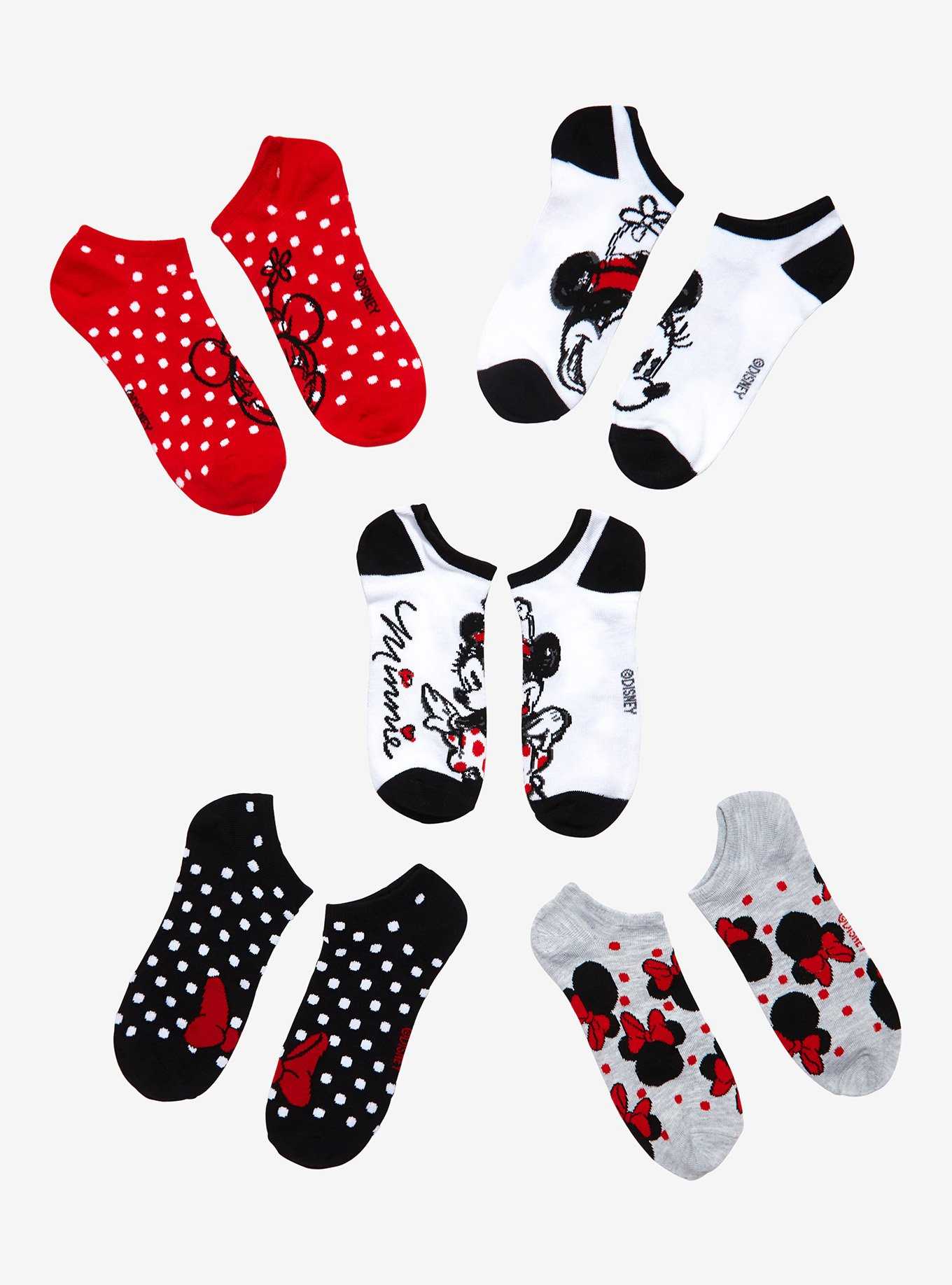 Disney Minnie Mouse Polka Dots No-Show Socks 5 Pair, , hi-res