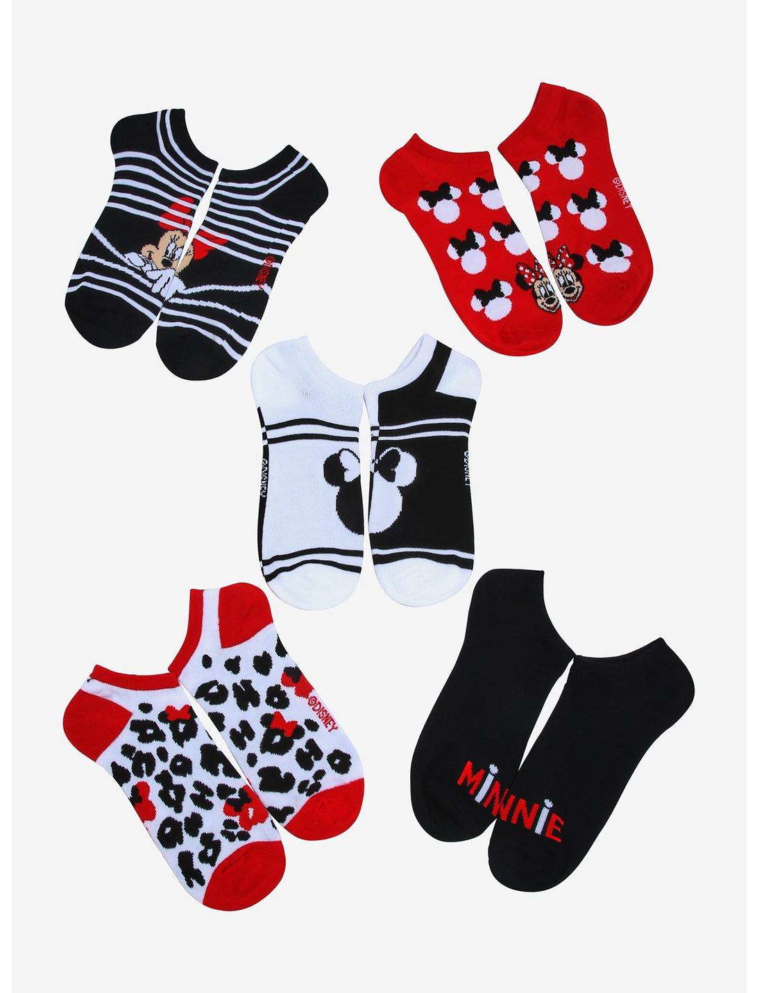 Disney Minnie Mouse Red & Black No-Show Socks 5 Pair, , hi-res