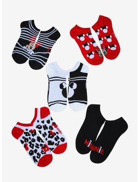 Disney Minnie Mouse Red & Black No-Show Socks 5 Pair, , hi-res