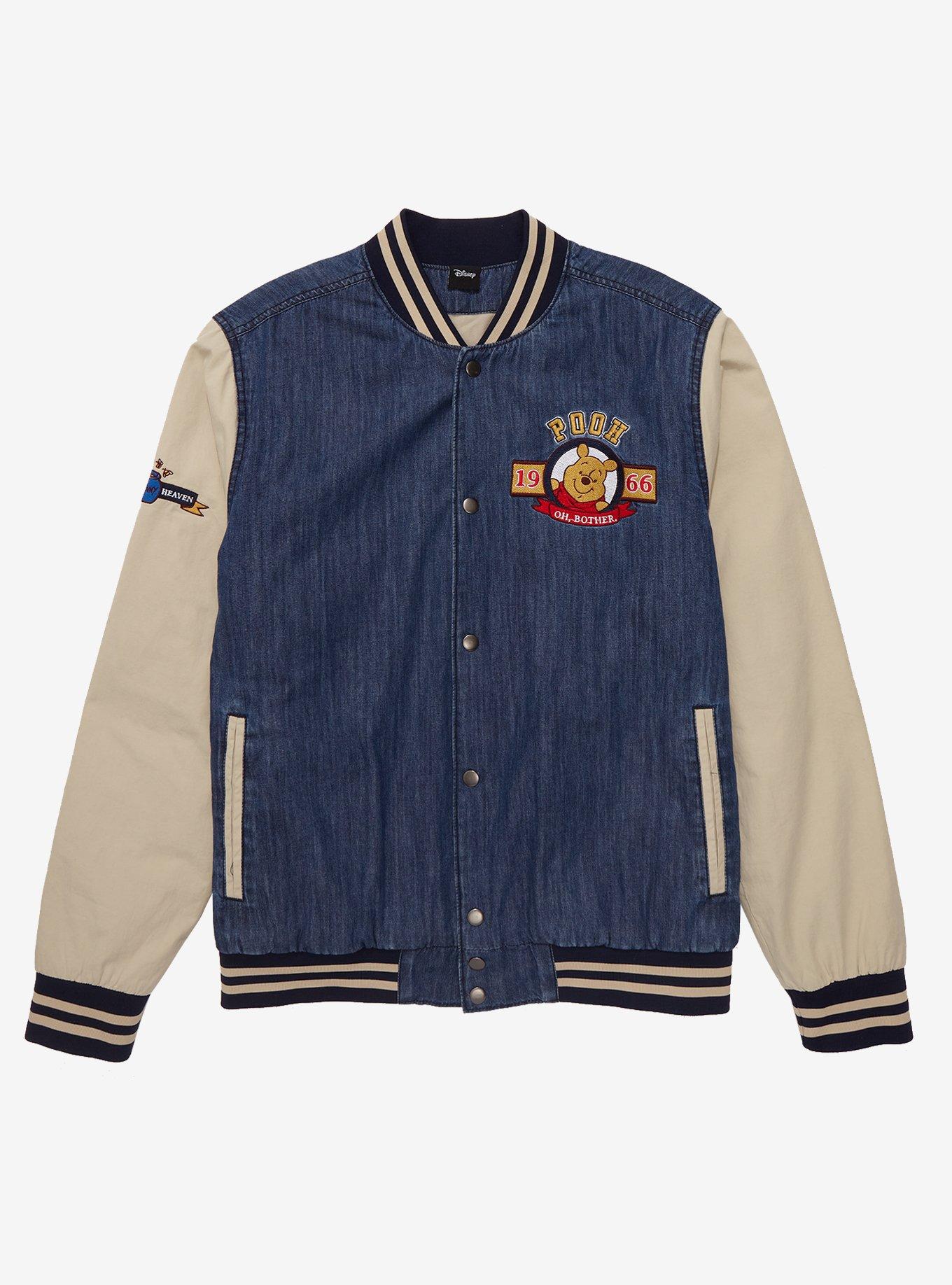 Disney Winnie the Pooh Pooh & Friends Varsity Jacket - BoxLunch Exclusive, DENIM, hi-res