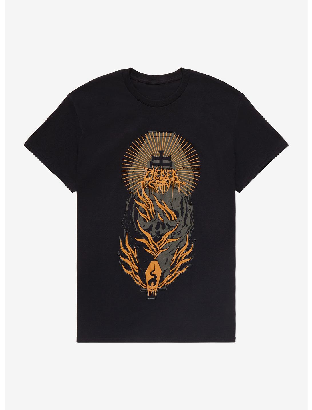 Chelsea Grin Flaming Skull T-Shirt, BLACK, hi-res