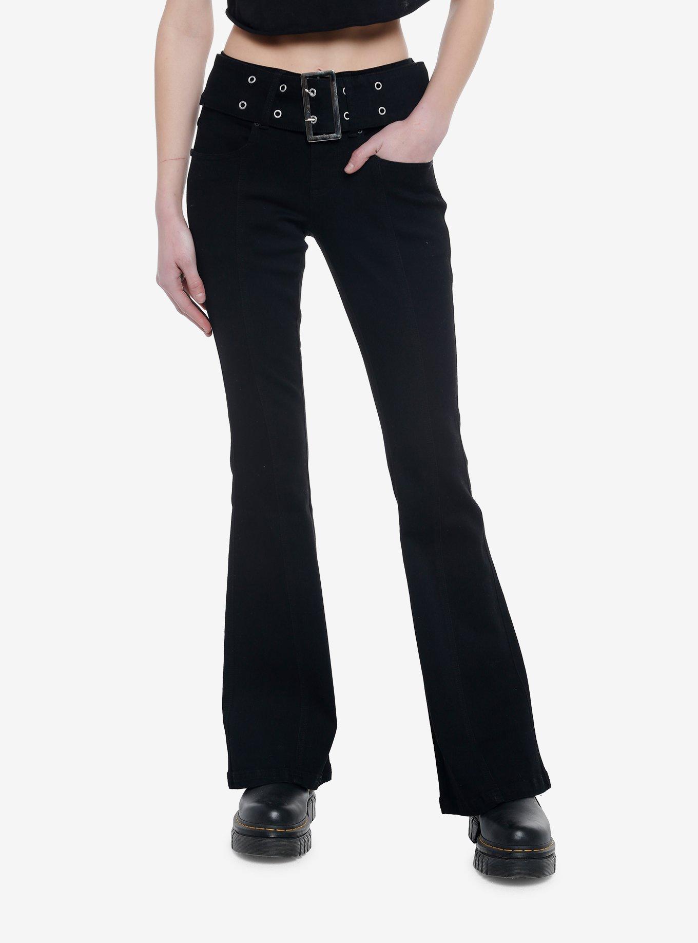 Black Low Rise Flare Denim Pants